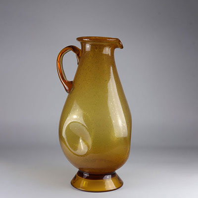 Italy Murano yellow glass jug 20th