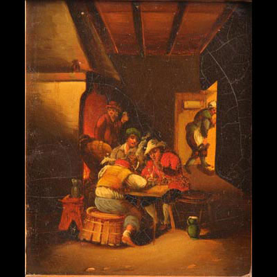 Netherlands - REMBRANDT School (1606 - 1669) oil painting on copper indoor scene