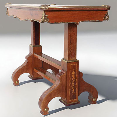 Napoleon III table in marquetry and bronze