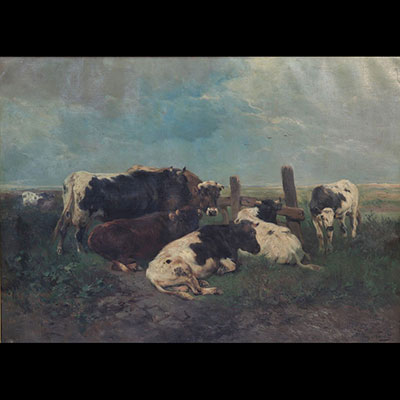 Henry SCHOUTEN (1857/64-1927) imposante huile sur toile 
