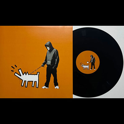 Banksy. Vinyls (Orange) from the group Choose you weapon -Apes on control- Barking dog, 2010. Color vinyl cover and double-sided screen-printed vinyl.