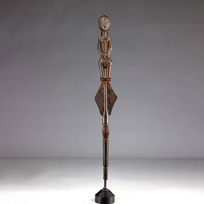 Beau et élégant haut de sceptre Luba - belle patine d'origine - collection privée Belgique