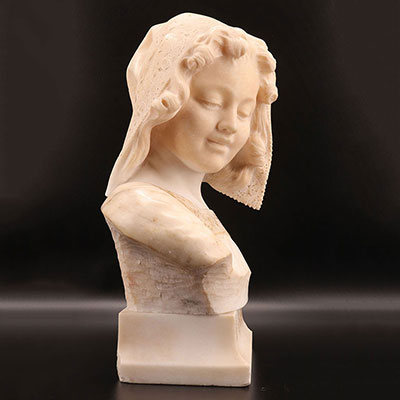 France - Bust of a young girl in  marble