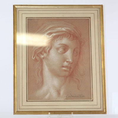 Charles LE BRUN (1619-1690) (attr) lot of 2 red chalk"admiration and challenge"