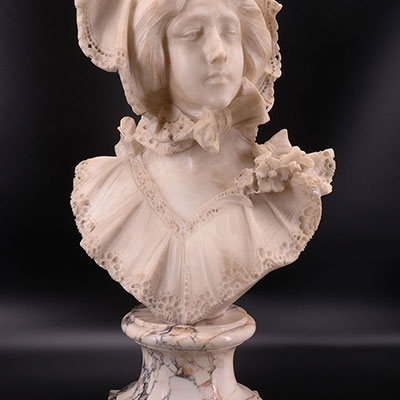 France - Marble young lady bust signed Julien