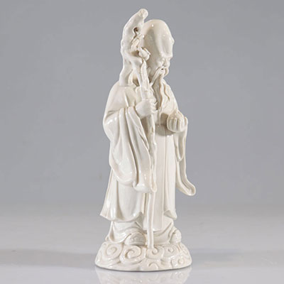 Statue of Chou Lao in Chinese white from the Qing period