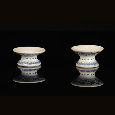 Chine - paire de plats à épices en porcelaine blanc bleu provenant du  Vung Tau cargo vers 1690