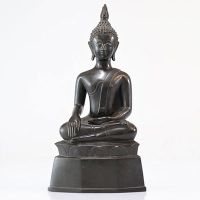 Bouddha Chine / Thaïlande en bronze XVIIIème marque au dos