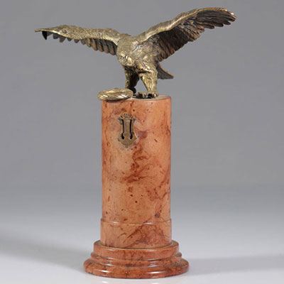 Allemagne ? - aigle en bronze sur socle en marbre - 19ème