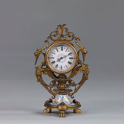 Clock in bronze and enamel probably Viennese 19th century