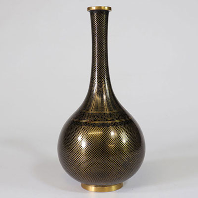 Japan cloisonne vase imitating lacquer 19th 