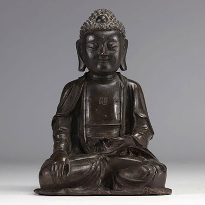 Chine - Grande statue de Bouddha en bronze, époque Ming (明朝 - 1368-1644)